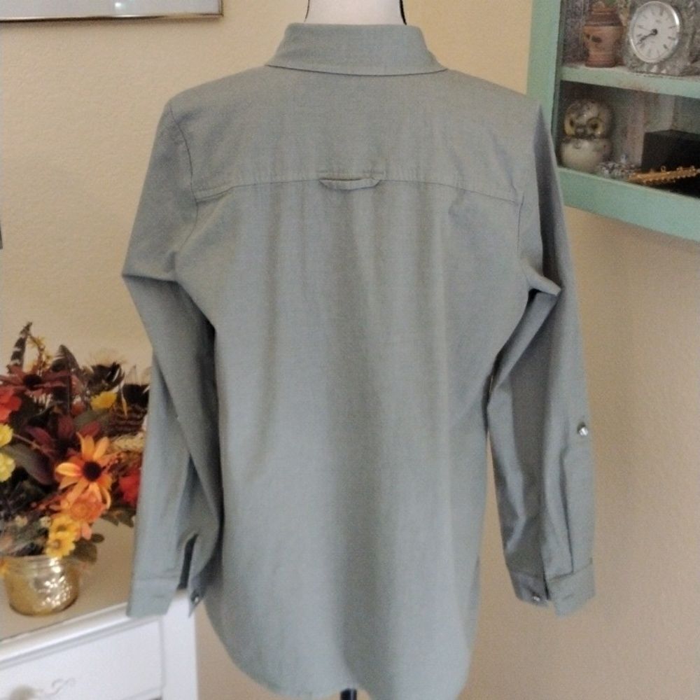 Quacker Factory Sage Embellished Button-Up Top - Picture 6 of 12